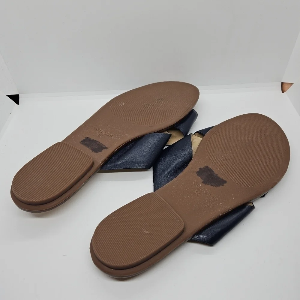 Talbots navy leather cross-strap slide sandals size 10M
